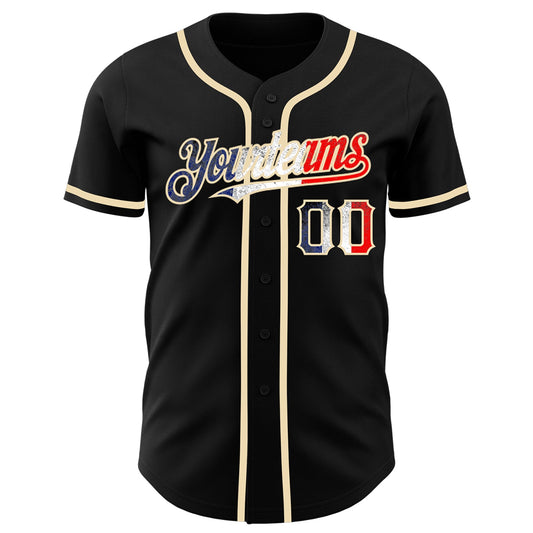 Custom Black Vintage French Flag-City Cream Authentic Baseball Jersey - Sky-Custom