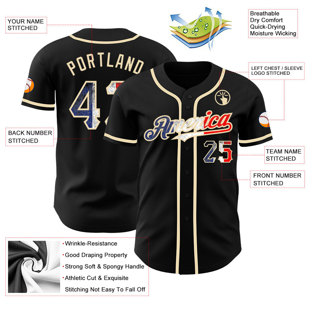 Custom Black Vintage French Flag-City Cream Authentic Baseball Jersey - Sky-Custom