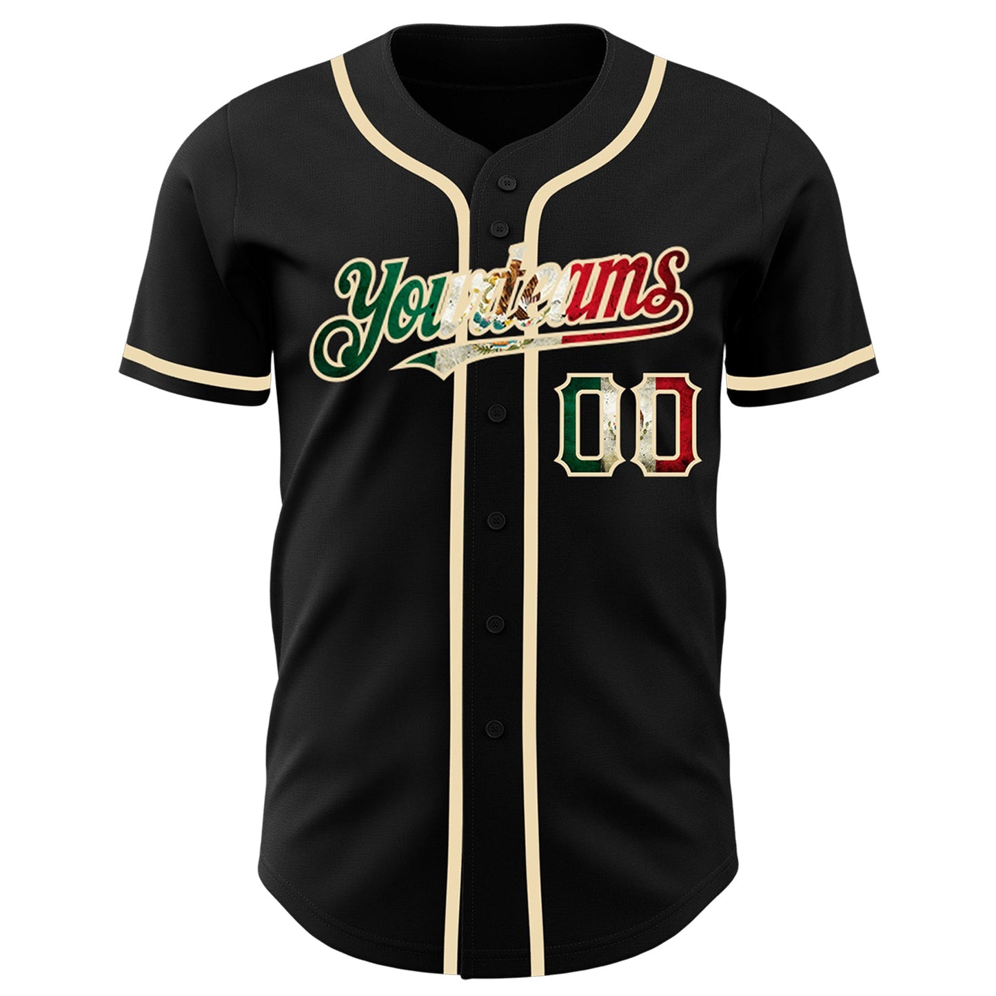 Custom Black Vintage Mexican Flag-City Cream Authentic Baseball Jersey - Sky-Custom