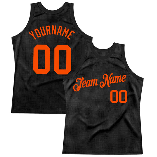 Custom Black Orange Authentic Throwback Basketball Jersey - Sky-Custom