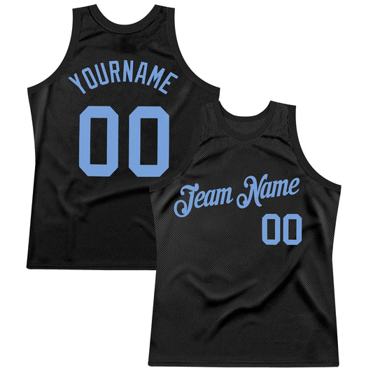 Custom Black Light Blue Authentic Throwback Basketball Jersey - Sky-Custom