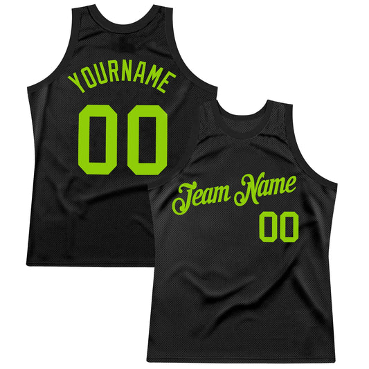 Custom Black Neon Green Authentic Throwback Basketball Jersey - Sky-Custom