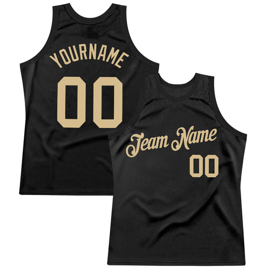 Custom Black Vegas Gold Authentic Throwback Basketball Jersey - Sky-Custom