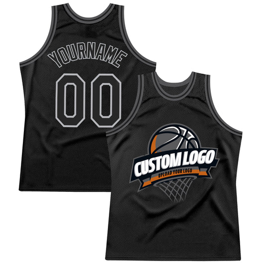 Custom Black Gray-Steel Gray Authentic Throwback Basketball Jersey - Sky-Custom