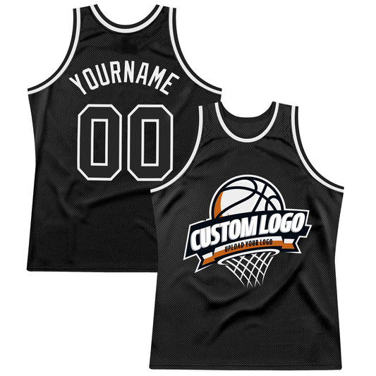 Custom Black White Authentic Throwback Basketball Jersey - Sky-Custom