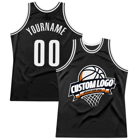 Custom Black White Authentic Throwback Basketball Jersey - Sky-Custom