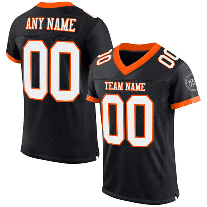 Custom Black White-Orange Mesh Authentic Football Jersey - Sky-Custom