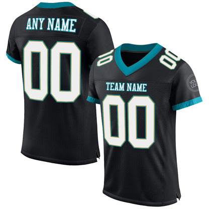 Custom Black White-Teal Mesh Authentic Football Jersey - Sky-Custom