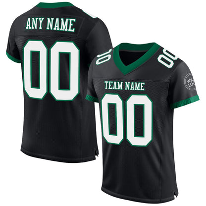 Custom Black White-Kelly Green Mesh Authentic Football Jersey - Sky-Custom