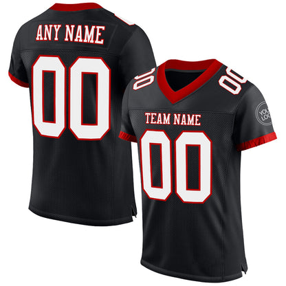 Custom Black White-Red Mesh Authentic Football Jersey - Sky-Custom