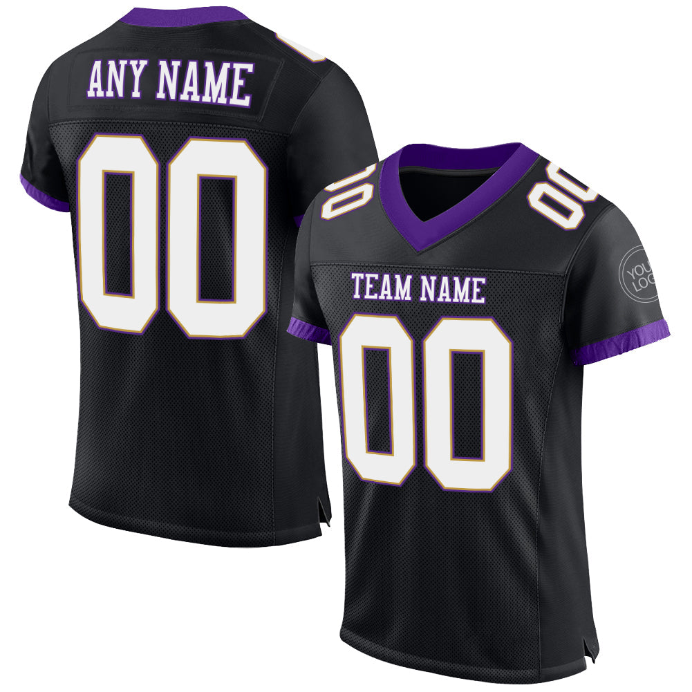 Custom Black White-Purple Mesh Authentic Football Jersey - Sky-Custom