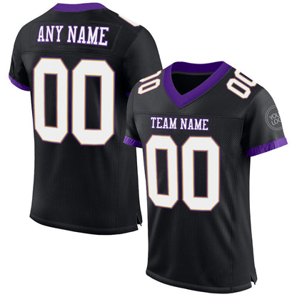 Custom Black White-Purple Mesh Authentic Football Jersey - Sky-Custom