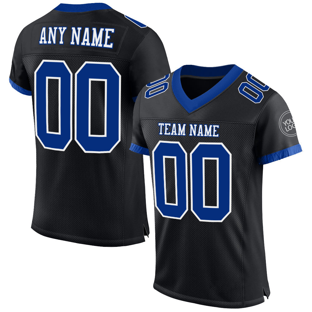 Custom Black Royal-White Mesh Authentic Football Jersey - Sky-Custom