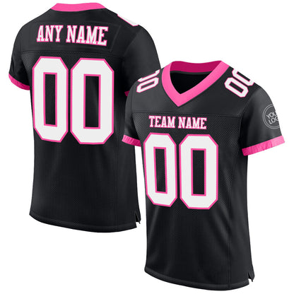 Custom Black White-Pink Mesh Authentic Football Jersey - Sky-Custom