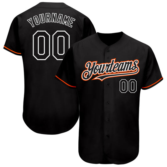 Custom Black Orange-White Authentic Baseball Jersey - Sky-Custom