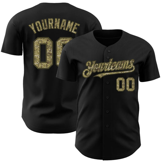Custom Black Camo-Olive Authentic Baseball Jersey - Sky-Custom
