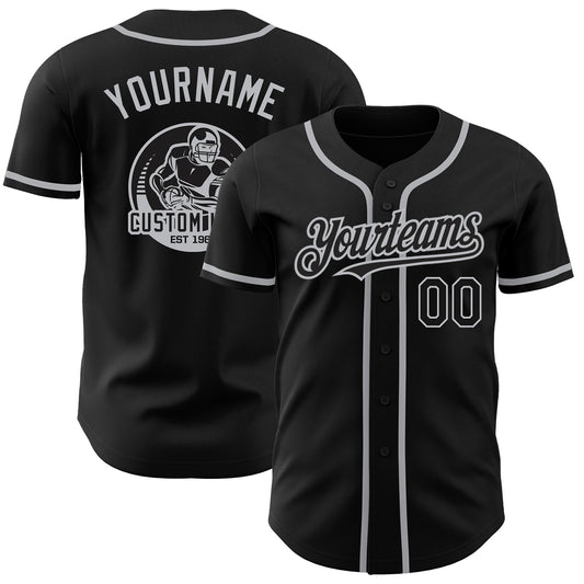 Custom Black Gray Authentic Baseball Jersey - Sky-Custom
