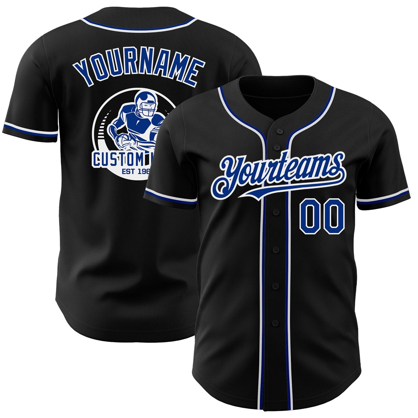 Custom Black Royal-White Authentic Baseball Jersey - Sky-Custom