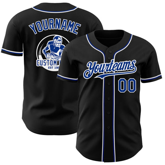Custom Black Royal-White Authentic Baseball Jersey - Sky-Custom