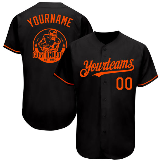 Custom Black Orange Authentic Baseball Jersey - Sky-Custom