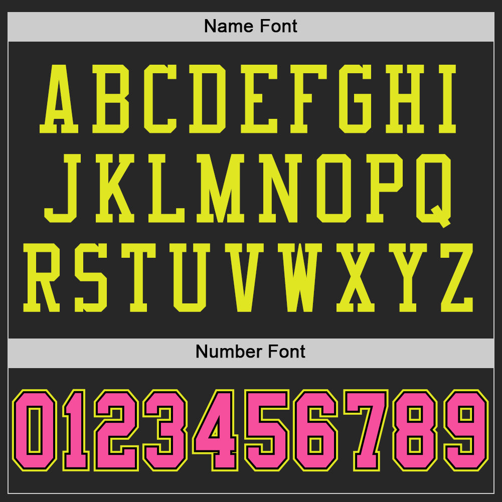 Custom Black Pink-Neon Yellow Mesh Authentic Football Jersey - Sky-Custom