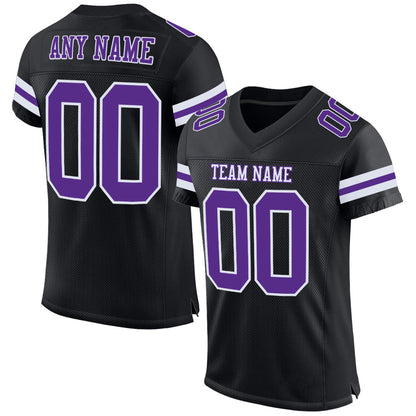 Custom Black Purple-White Mesh Authentic Football Jersey - Sky-Custom