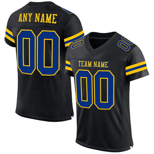 Custom Black Royal-Yellow Mesh Authentic Football Jersey - Sky-Custom