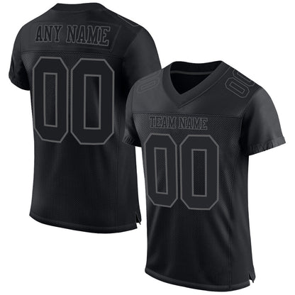 Custom Black Steel Gray Mesh Authentic Football Jersey - Sky-Custom