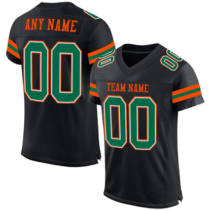 Custom Black Kelly Green-Orange Mesh Authentic Football Jersey - Sky-Custom