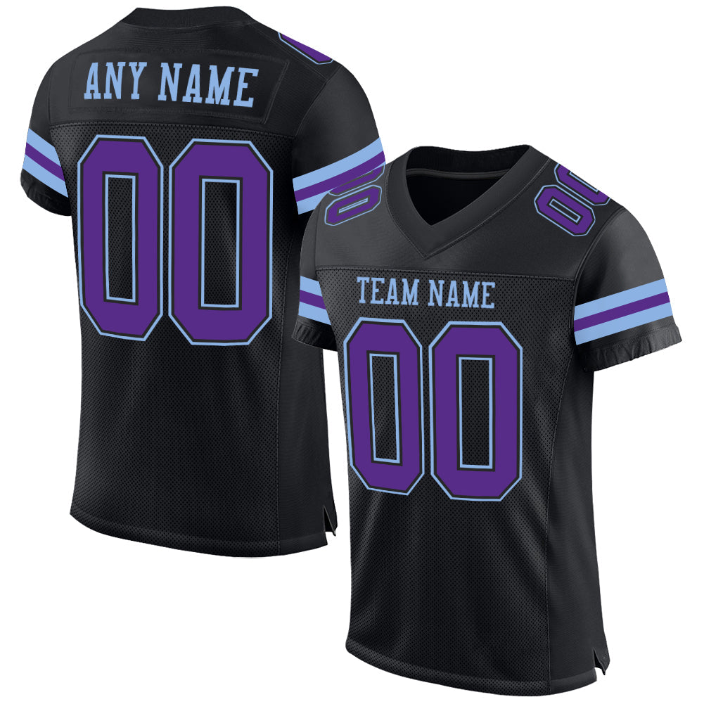 Custom Black Purple-Light Blue Mesh Authentic Football Jersey - Sky-Custom