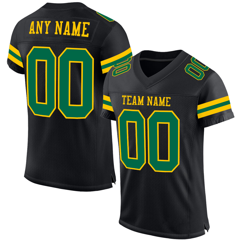 Custom Black Kelly Green-Yellow Mesh Authentic Football Jersey - Sky-Custom