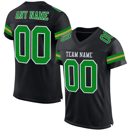 Custom Black Grass Green-Old Gold Mesh Authentic Football Jersey - Sky-Custom