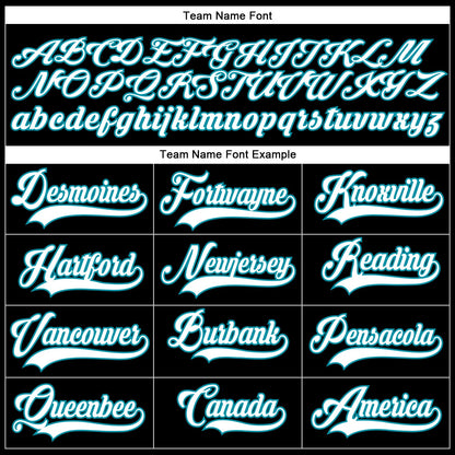 Custom Black White-Teal Hockey Lace Neck Jersey - Sky-Custom