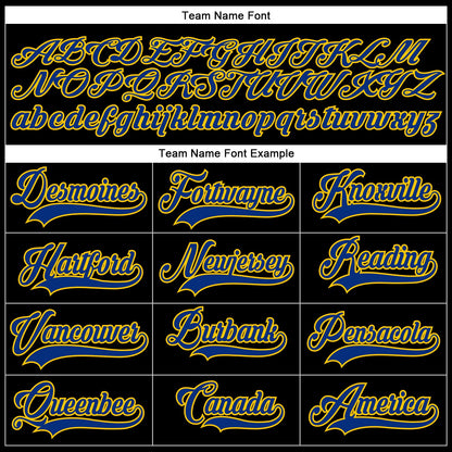 Custom Black Royal-Yellow Hockey Lace Neck Jersey - Sky-Custom