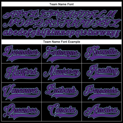 Custom Black Purple-Light Blue Hockey Lace Neck Jersey - Sky-Custom