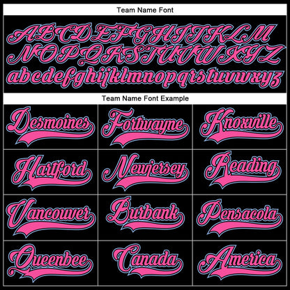 Custom Black Pink-Light Blue Hockey Lace Neck Jersey - Sky-Custom