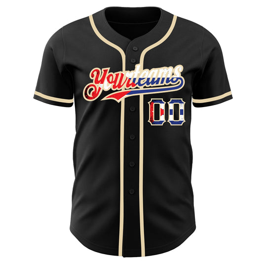 Custom Black Vintage Cuban Flag-City Cream Authentic Baseball Jersey - Sky-Custom