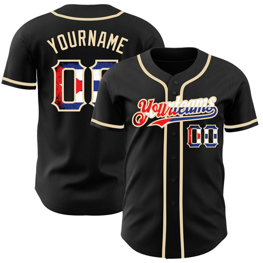 Custom Black Vintage Cuban Flag-City Cream Authentic Baseball Jersey - Sky-Custom