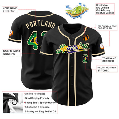 Custom Black Vintage Brazilian Flag-City Cream Authentic Baseball Jersey - Sky-Custom