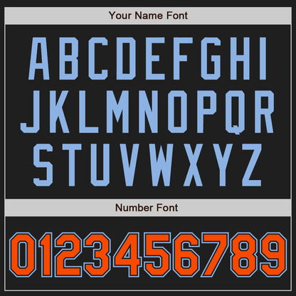 Custom Black Orange-Light Blue Authentic Baseball Jersey - Sky-Custom