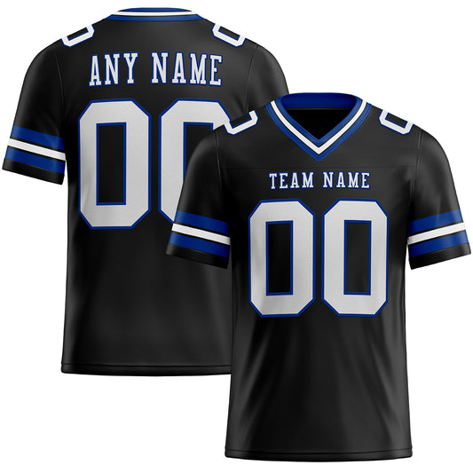 Custom Black White-Royal Mesh Authentic Football Jersey - Sky-Custom