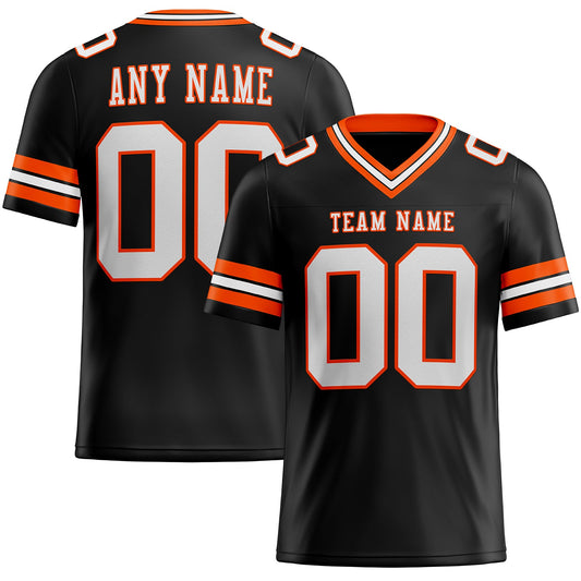 Custom Black White-Orange Mesh Authentic Football Jersey - Sky-Custom
