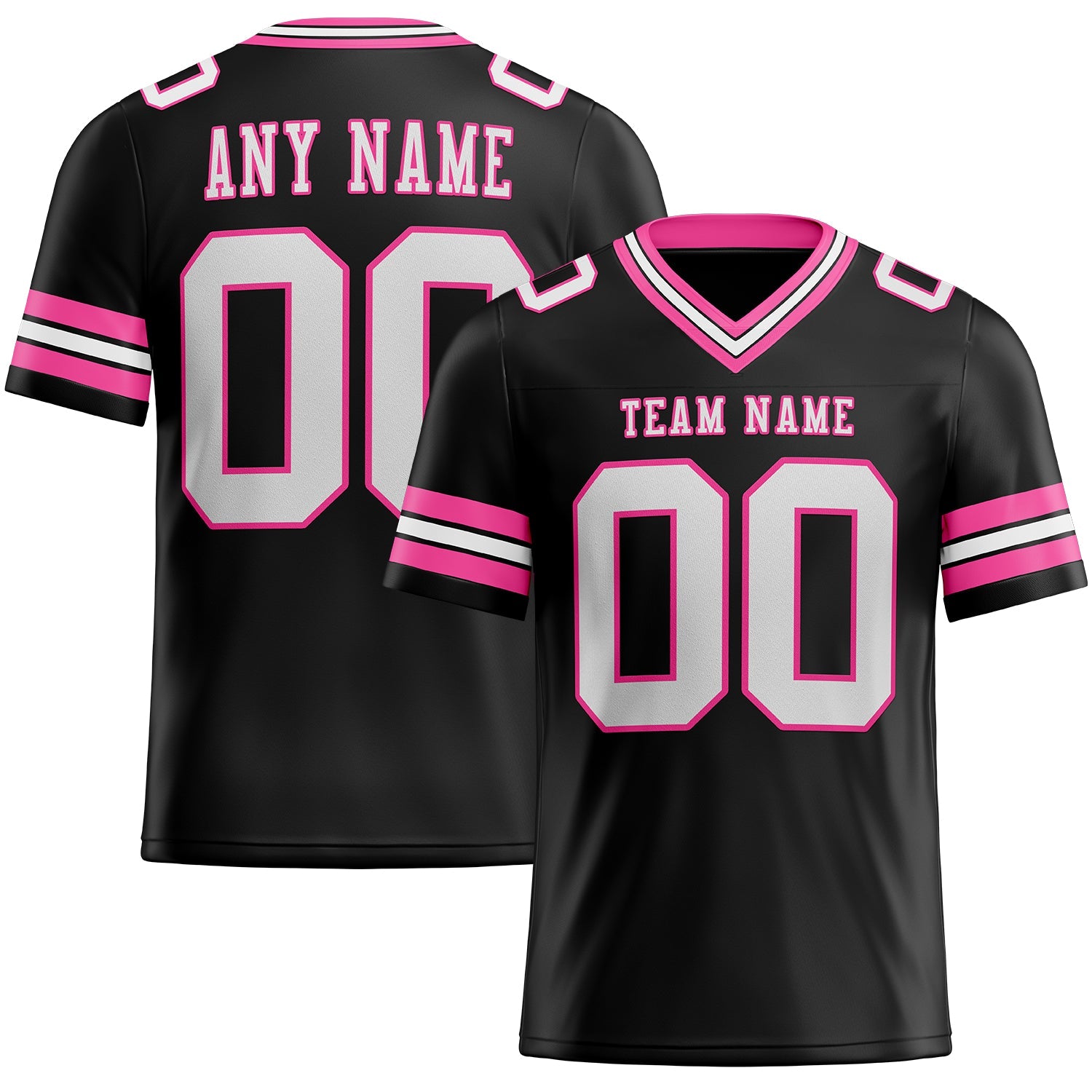Custom Black White-Pink Mesh Authentic Football Jersey - Sky-Custom