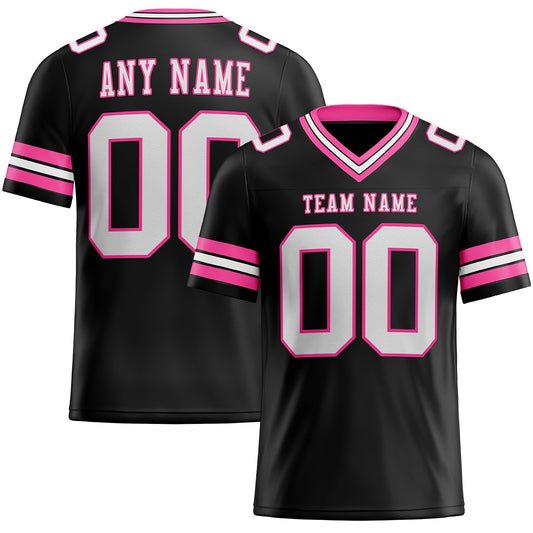 Custom Black White-Pink Mesh Authentic Football Jersey - Sky-Custom