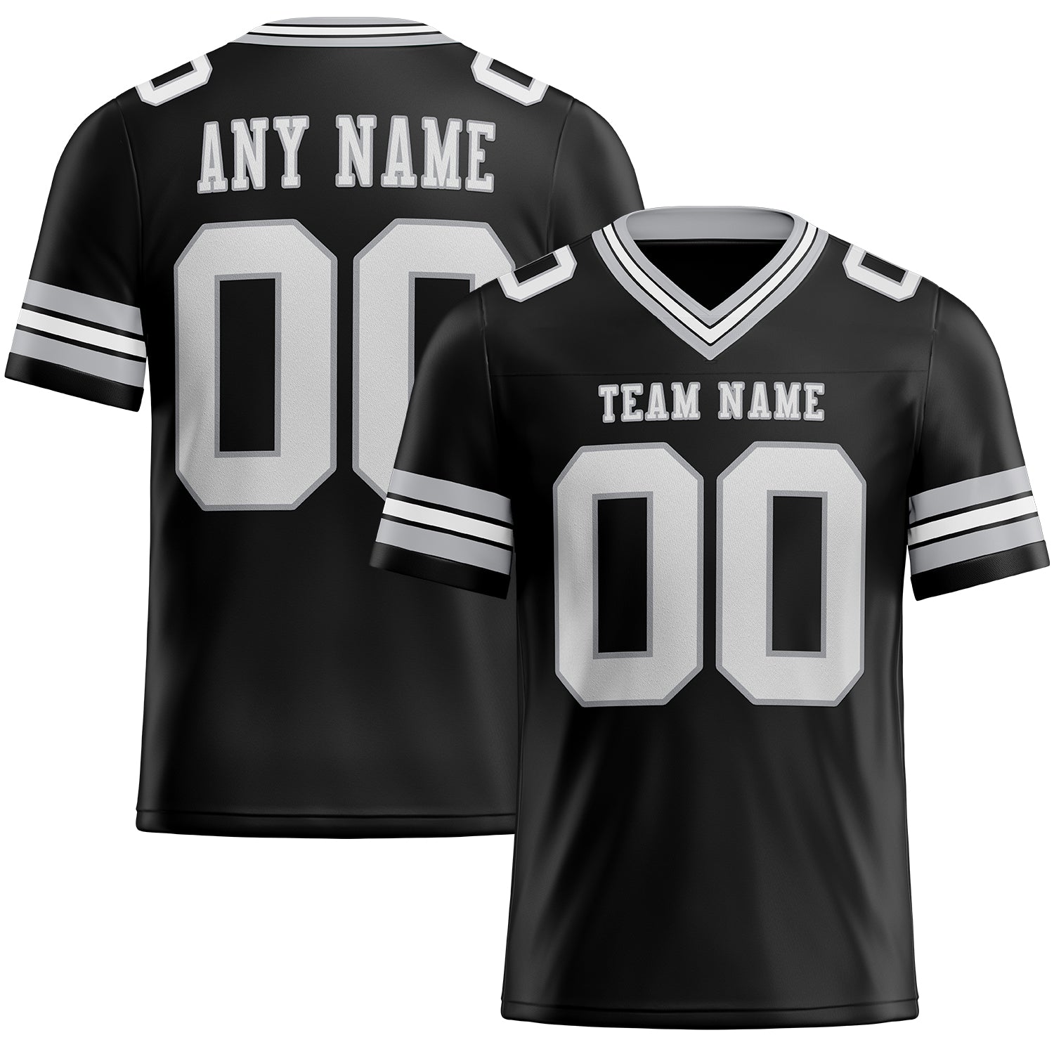 Custom Black White-Gray Mesh Authentic Football Jersey - Sky-Custom