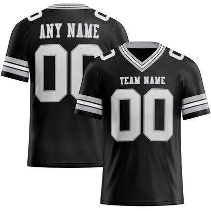 Custom Black White-Gray Mesh Authentic Football Jersey - Sky-Custom