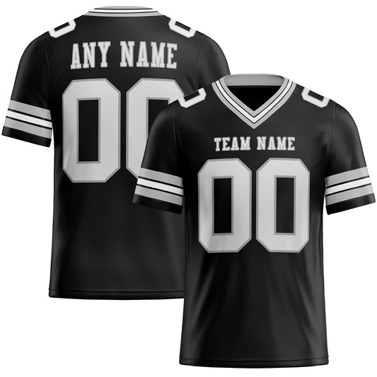 Custom Black White-Gray Mesh Authentic Football Jersey - Sky-Custom