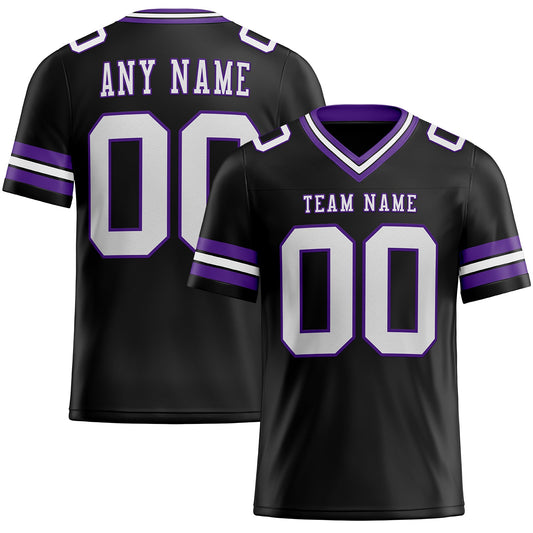Custom Black White-Purple Mesh Authentic Football Jersey - Sky-Custom
