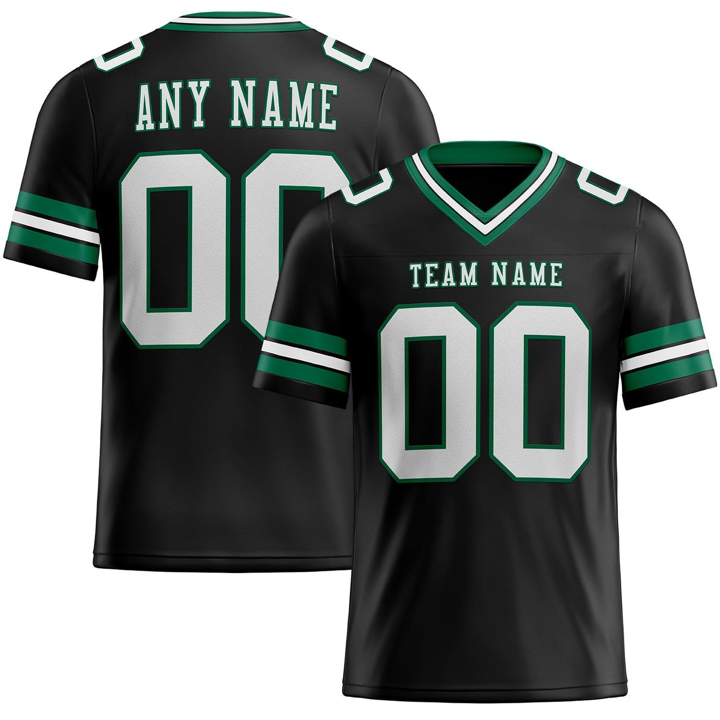 Custom Black White-Kelly Green Mesh Authentic Football Jersey - Sky-Custom