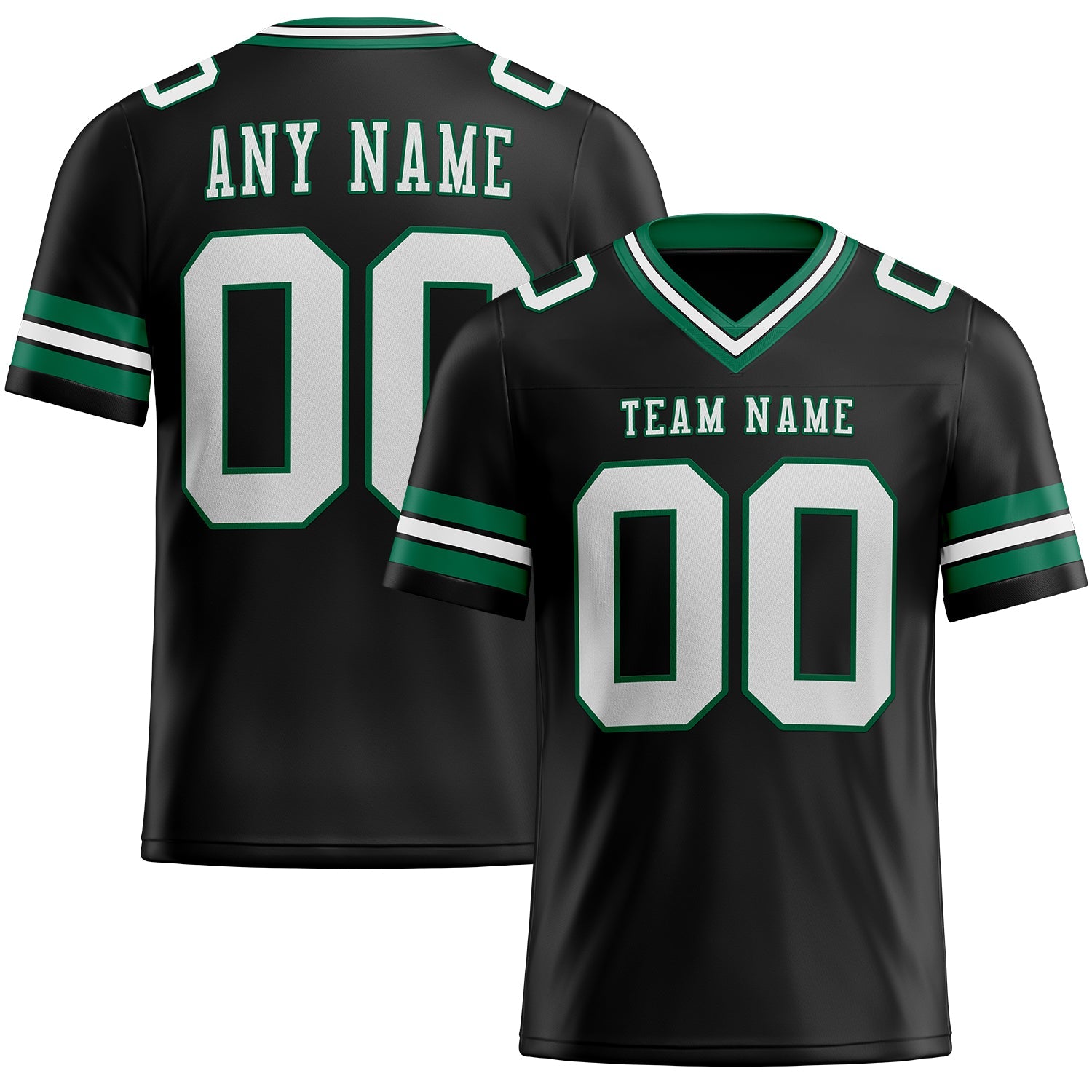 Custom Black White-Kelly Green Mesh Authentic Football Jersey - Sky-Custom